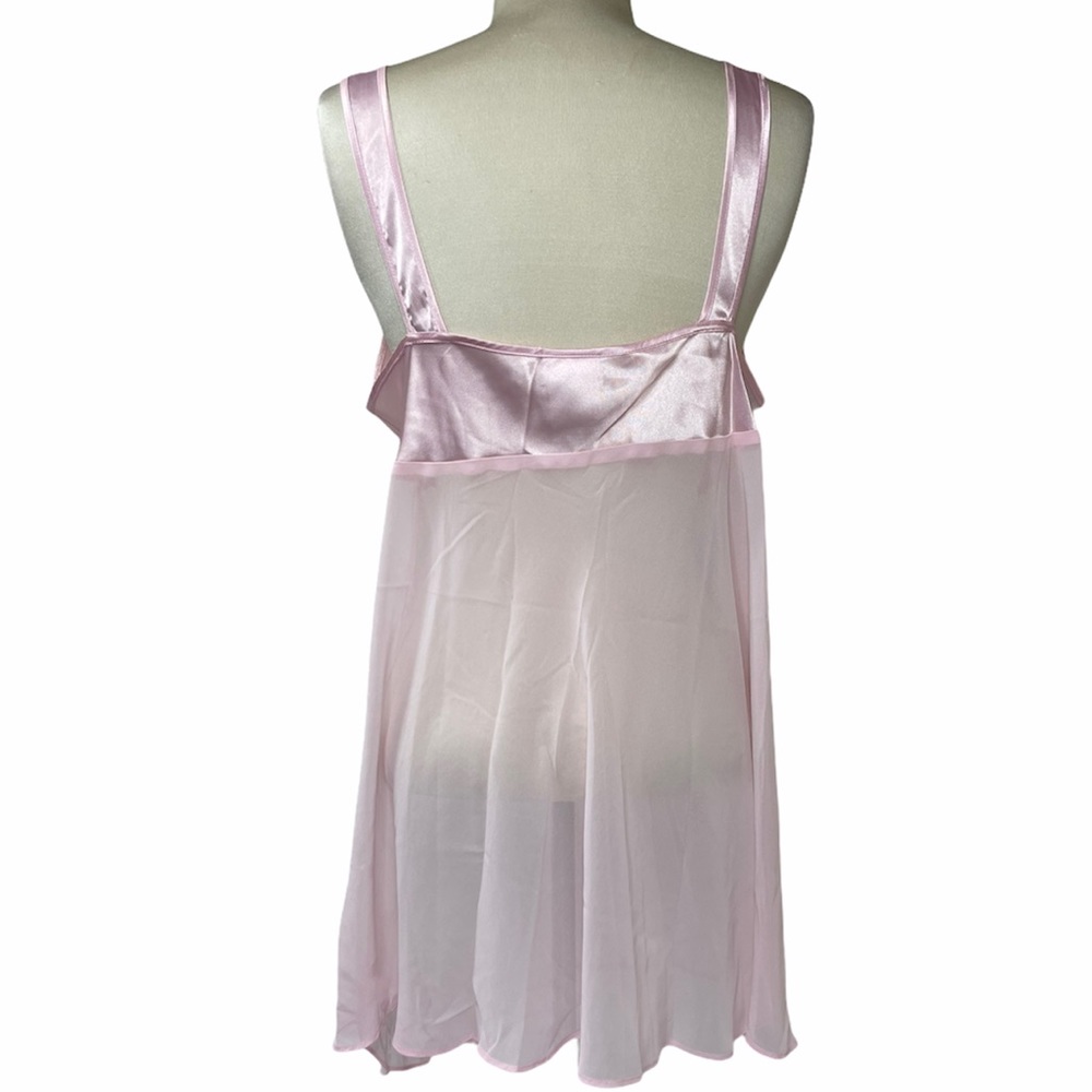 Sexy Silk Babydoll Nighty Romantic Sequins Embroidered Pink 80s 90s Y2K Lingerie - Picture 10 of 16